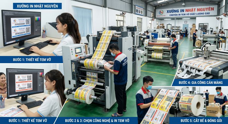 Quy trình sản xuất tem in tại xưởng In Nhật Nguyên